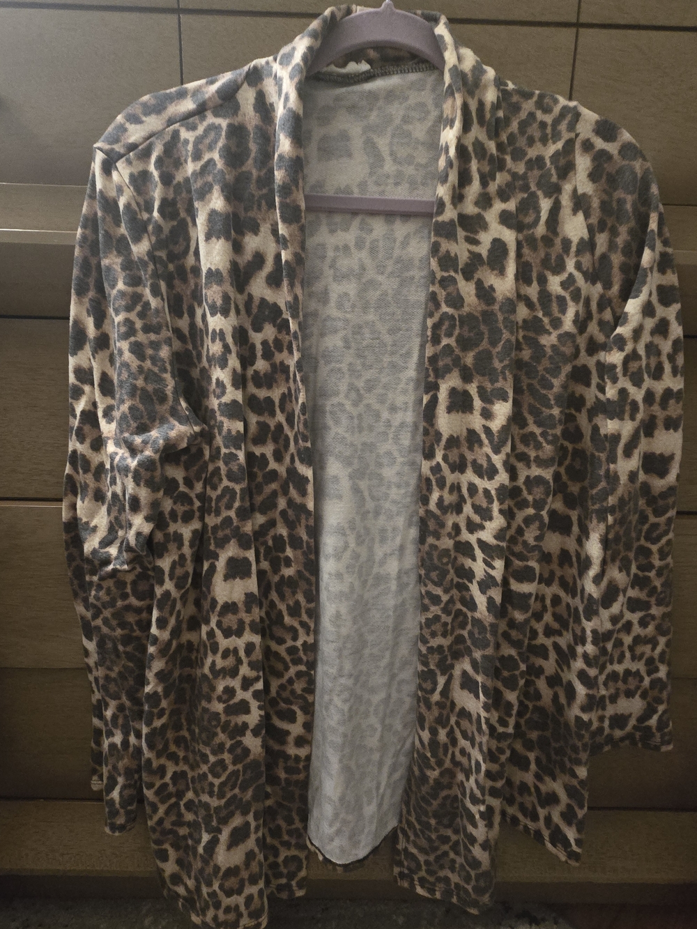 Leopard Print Open-Front Cardigan - Brown/Cream